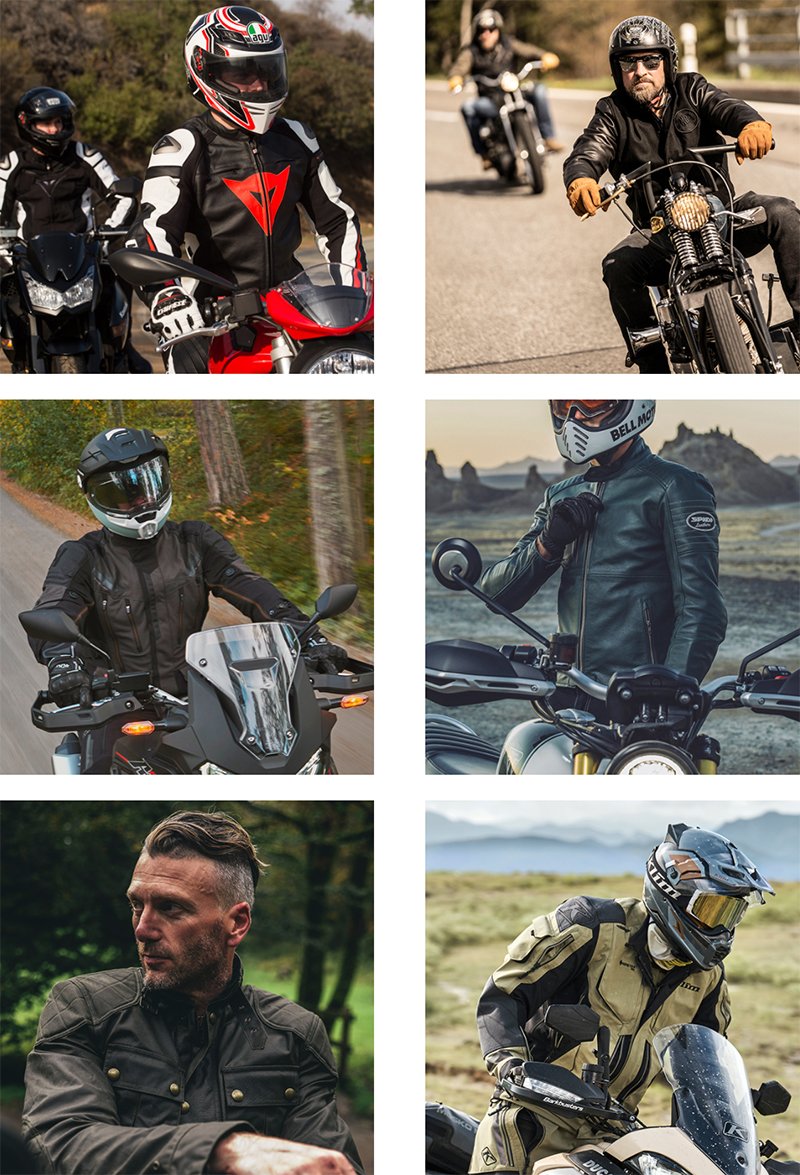Various motorcycle apparel brands